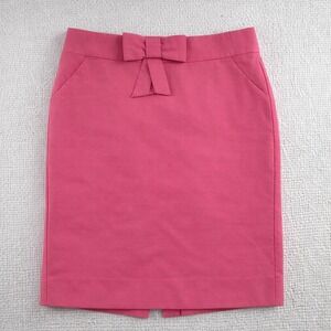 J Crew Pink Bow Detail Pencil Skirt Women Size 10 Knee Length Cotton Blend